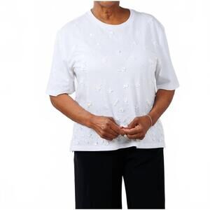 NEW VILAGALLO flores bordado top in white